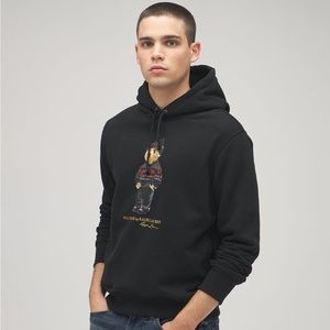 Men's Black Cotton Lunar New Year Bear Hoodie Polo Ralph Lauren- Large